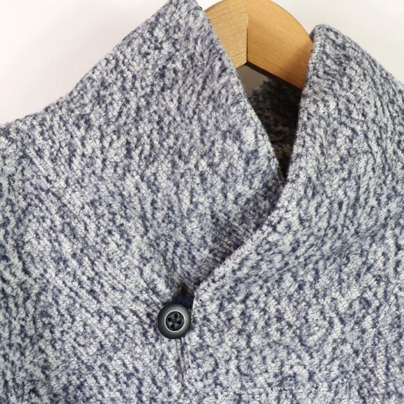 L.L. Bean Blue White Shawl Collar Flat Sherpa Pullover XXXL Tall - Picture 2 of 6